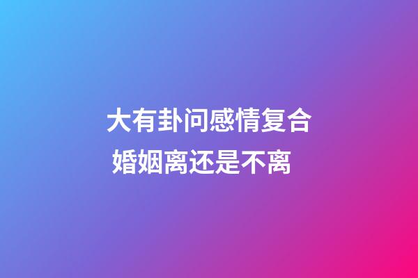 大有卦问感情复合 婚姻离还是不离